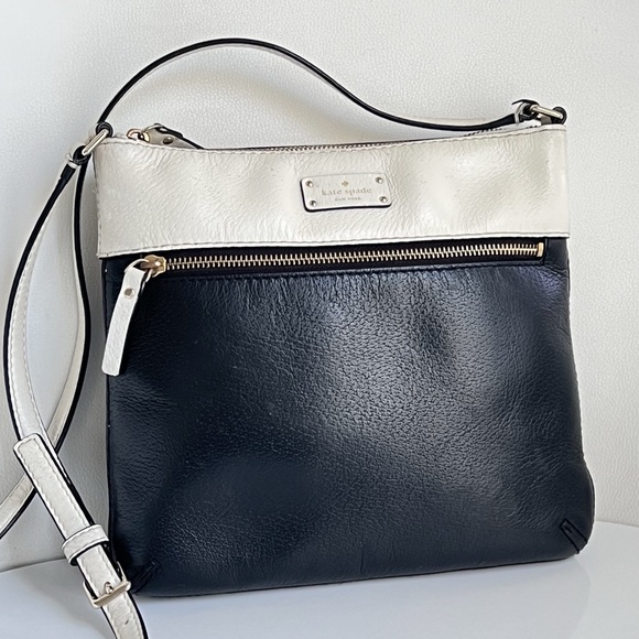 Kate Spade New York Grove Street Black and White Leather Rima Bag - Picture 1 of 16